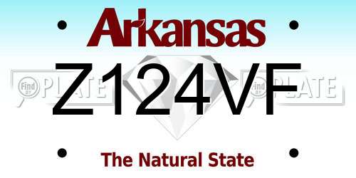 Z124VF Arkansas License Plate