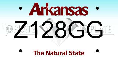 Z128GG Arkansas License Plate