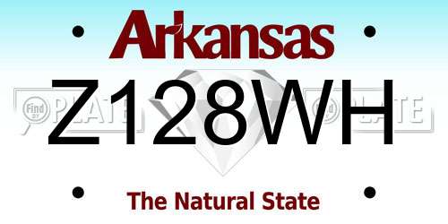 Z128WH Arkansas License Plate
