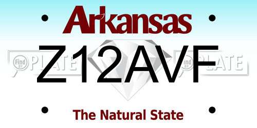 Z12AVF Arkansas License Plate