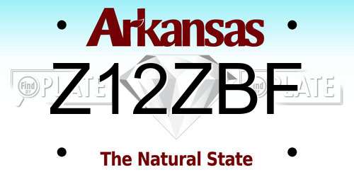 Z12ZBF Arkansas License Plate