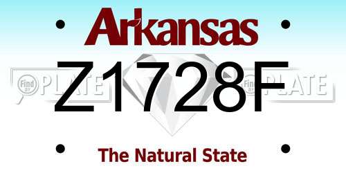 Z1728F Arkansas License Plate