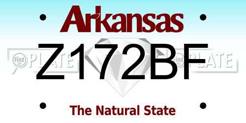 Z172BF Arkansas License Plate