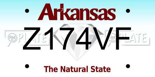 Z174VF Arkansas License Plate