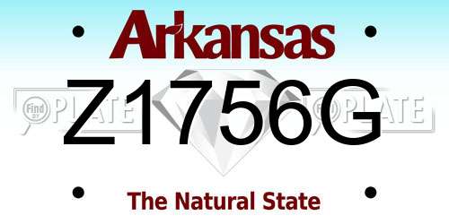 Z1756G Arkansas License Plate