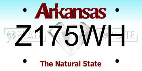 Z175WH Arkansas License Plate
