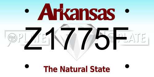 Z1775F Arkansas License Plate