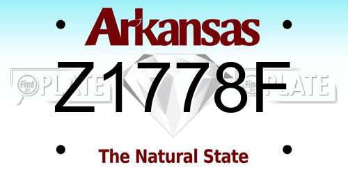Z1778F Arkansas License Plate