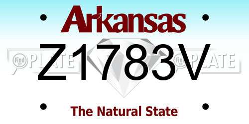 Z1783V Arkansas License Plate