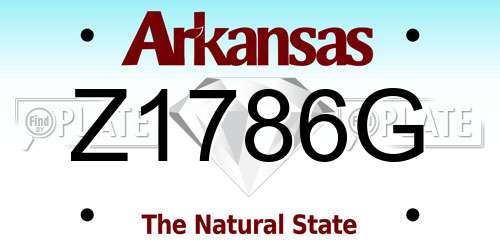 Z1786G Arkansas License Plate