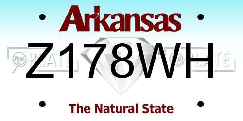 Z178WH Arkansas License Plate