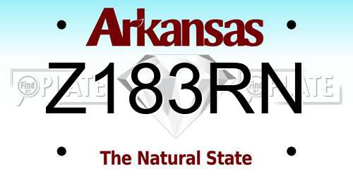 Z183RN Arkansas License Plate