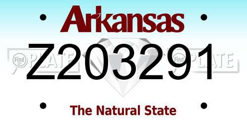 Z203291 Arkansas License Plate