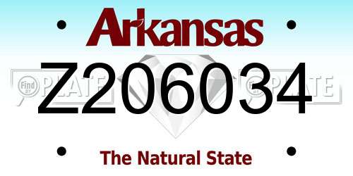 Z206034 Arkansas License Plate