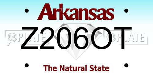 Z206OT Arkansas License Plate