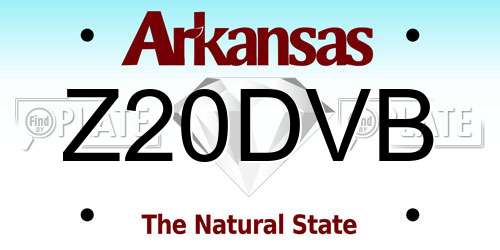 Z20DVB Arkansas License Plate