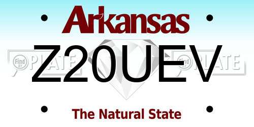 Z20UEV Arkansas License Plate