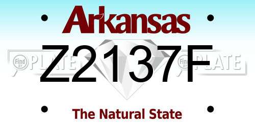Z2137F Arkansas License Plate