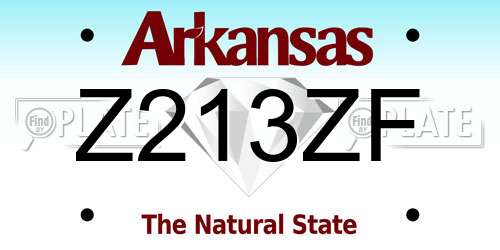 Z213ZF Arkansas License Plate