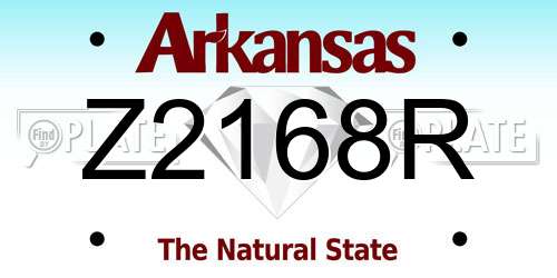 Z2168R Arkansas License Plate