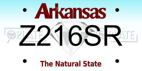 Z216SR Arkansas License Plate