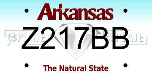Z217BB Arkansas License Plate
