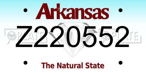 Z220552 Arkansas License Plate