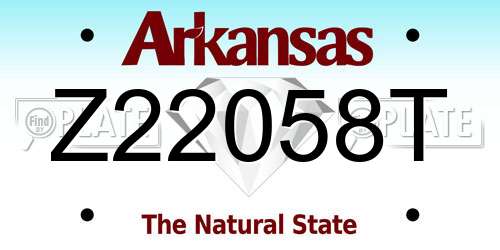 Z22058T Arkansas License Plate