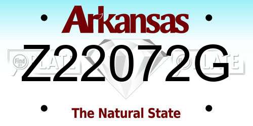 Z22072G Arkansas License Plate