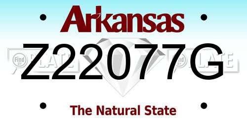 Z22077G Arkansas License Plate