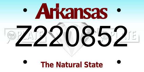 Z220852 Arkansas License Plate