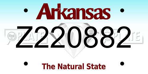 Z220882 Arkansas License Plate