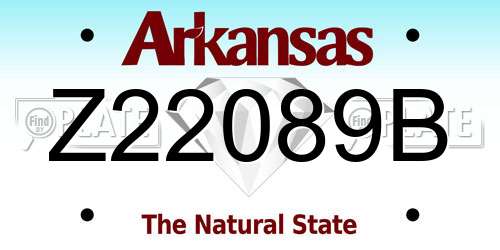Z22089B Arkansas License Plate