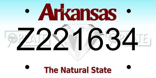 Z221634 Arkansas License Plate