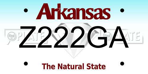 Z222GA Arkansas License Plate