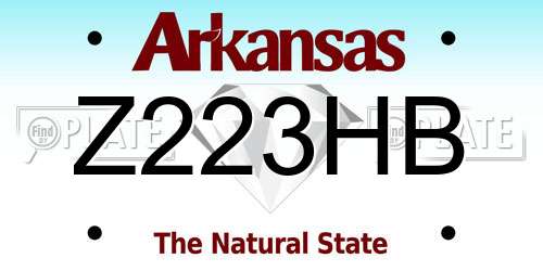 Z223HB Arkansas License Plate