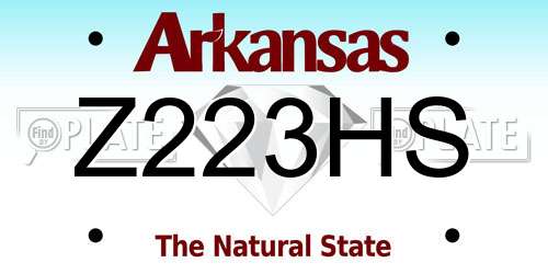 Z223HS Arkansas License Plate