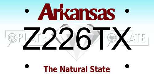 Z226TX Arkansas License Plate