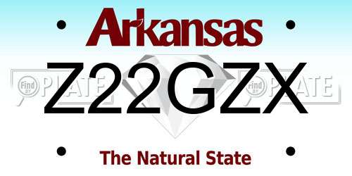 Z22GZX Arkansas License Plate