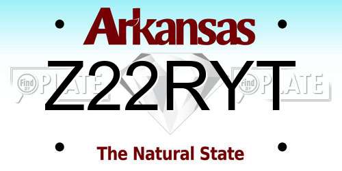 Z22RYT Arkansas License Plate