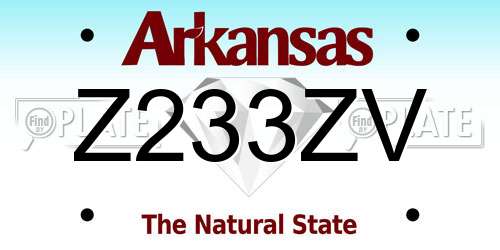 Z233ZV Arkansas License Plate