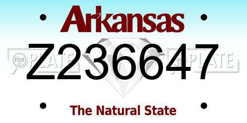 Z236647 Arkansas License Plate