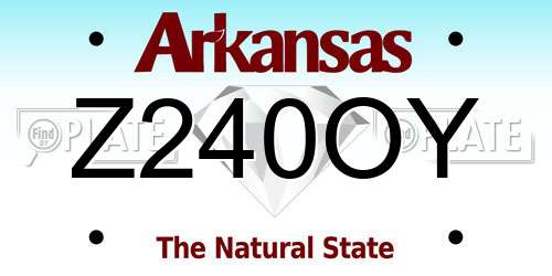Z240OY Arkansas License Plate