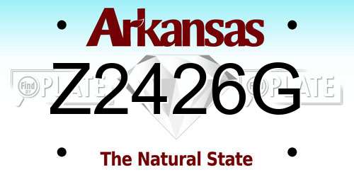 Z2426G Arkansas License Plate