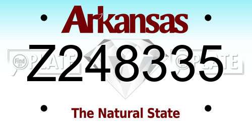 Z248335 Arkansas License Plate