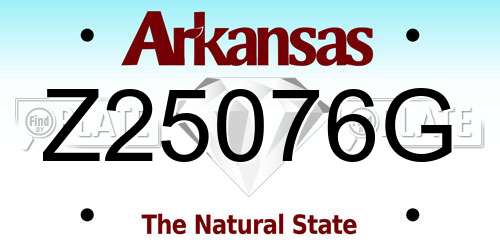 Z25076G Arkansas License Plate