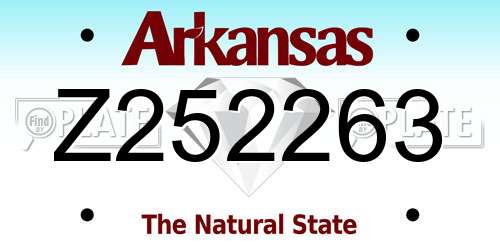 Z252263 Arkansas License Plate
