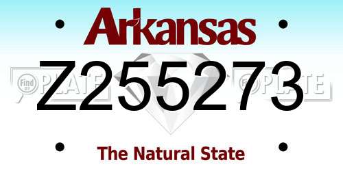 Z255273 Arkansas License Plate