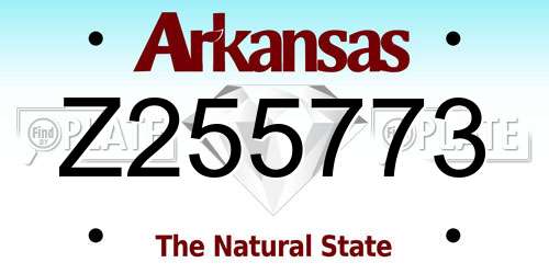 Z255773 Arkansas License Plate