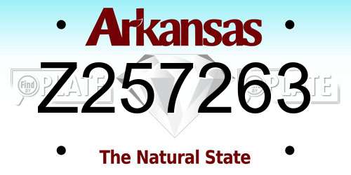 Z257263 Arkansas License Plate